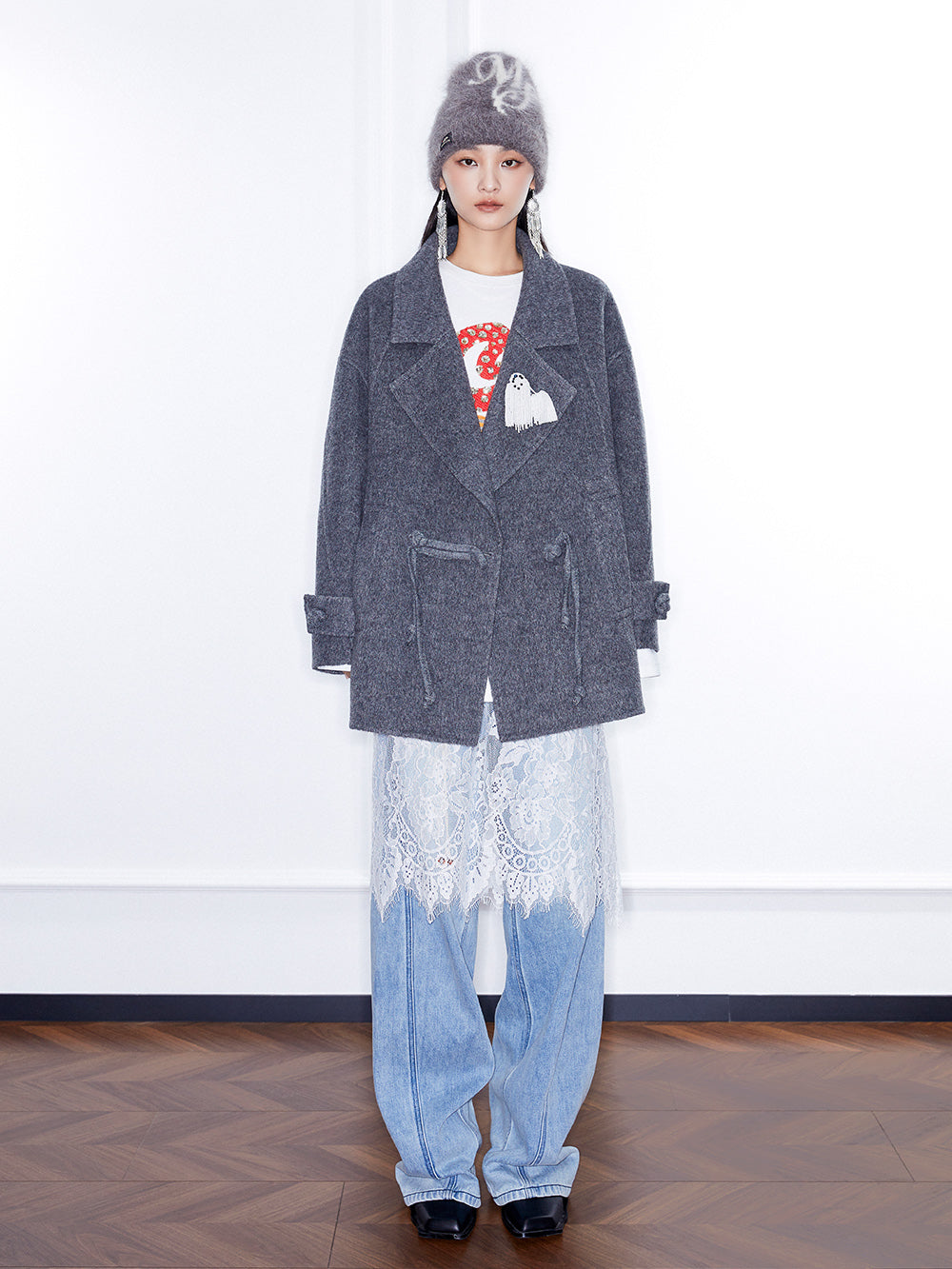 MUKZIN Linglong“Winter Snow”Heavyweight Reversible Wool Coat