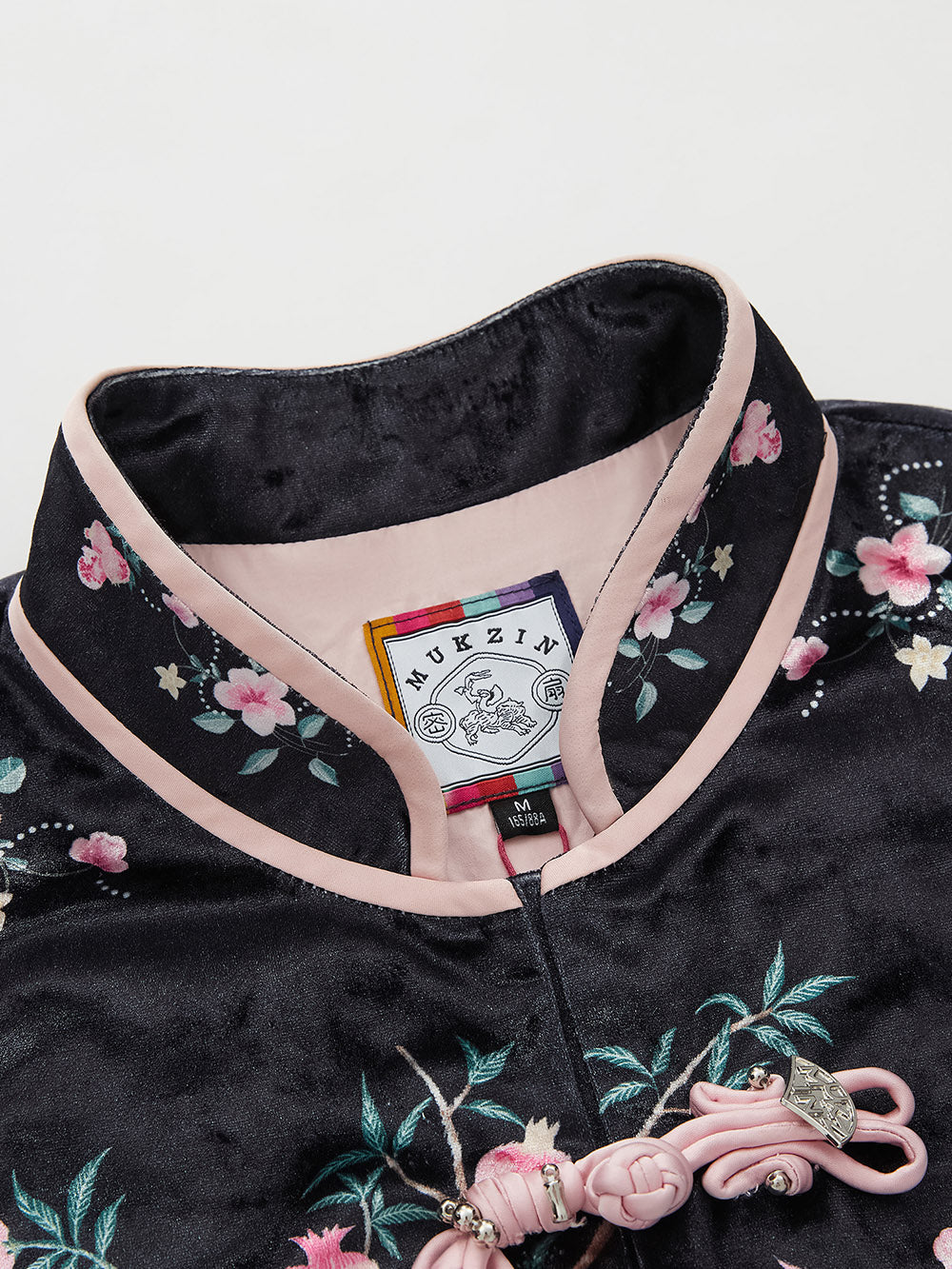 MUKZIN  Linglong "Linglongzi" Stand Collar Velvet Printed Cardigan