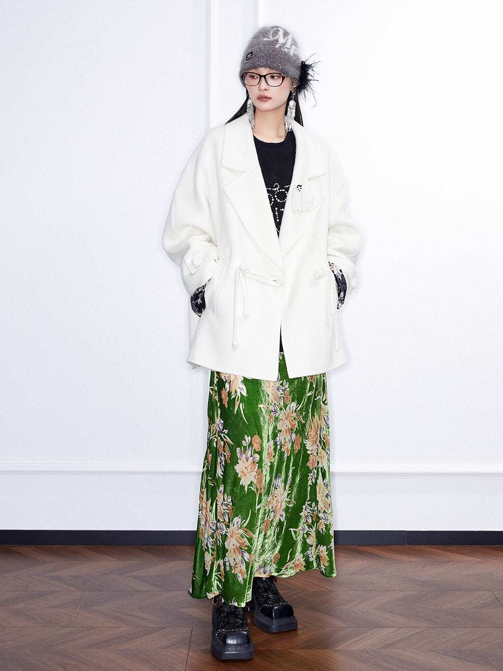 MUKZIN Linglong“Winter Snow”Heavyweight Reversible Wool Coat