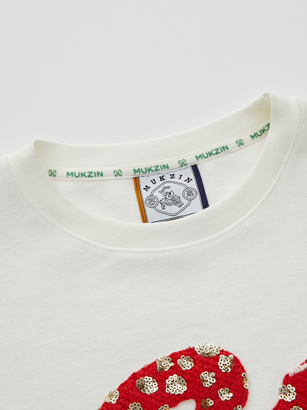 MUKZIN  Linglong Textured Cartoon Embroidery Crewneck Sweatshirt