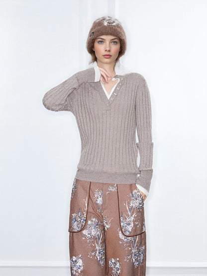 MUKZIN Linglong 'bamboo joint' Slim-fit Cashmere Blended Sweater