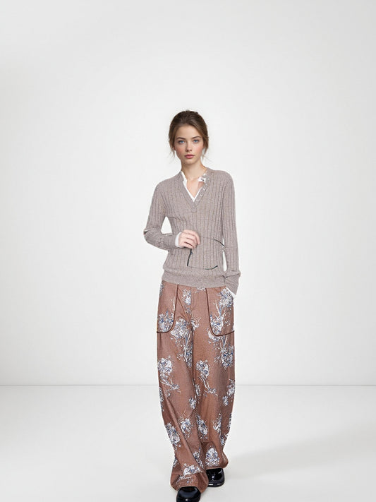 MUKZIN Linglong 'bamboo joint' Slim-fit Cashmere Blended Sweater