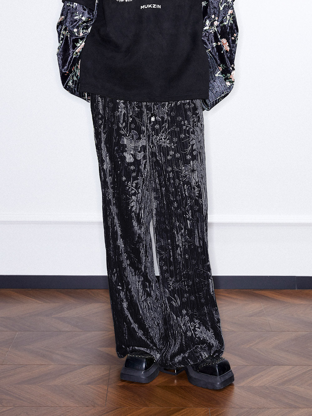 MUKZIN Linglong“Soft Armor” Chinese Style Velvet Wide-Leg Pants