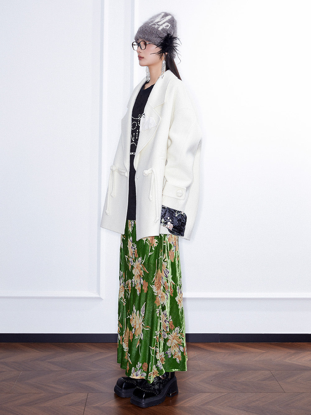 MUKZIN Linglong“Winter Snow”Heavyweight Reversible Wool Coat